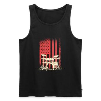 American Flag With Drums Silhouette - Men's Premium Organic Tank Top - black - Front - Michal (187cm)