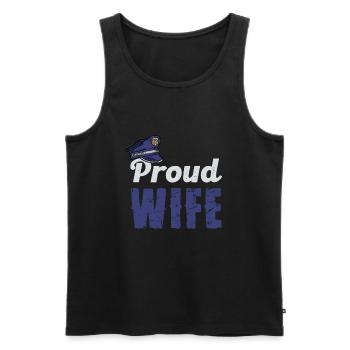 Proud Wife Police Thème - Débardeur bio Premium Homme - noir - Devant - Michal (187cm)