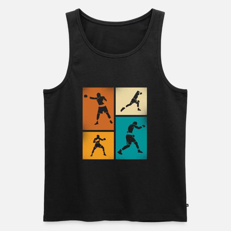 Retro Boxen Silhouette Kunst - Männer Premium Bio Tank Top - Schwarz