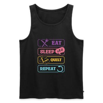 Eat Sleep Quilt Repeat Muster Design - Männer Premium Bio Tank Top - Schwarz - Vorne - AI Model Male 178 light (178cm)
