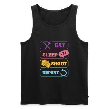 Eat Sleep Shoot Repeat Camera Motif - Men's Premium Organic Tank Top - black - Front - Michal (187cm)