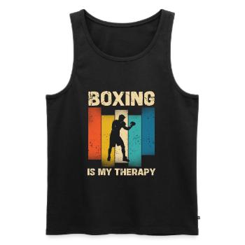 La boxe est ma thérapie style rétro - Débardeur bio Premium Homme - noir - Devant - AI Model Male 178 light (178cm)