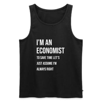 Je suis économiste Disons que j’ai - Débardeur bio Premium Homme - noir - Devant - Michal (187cm)