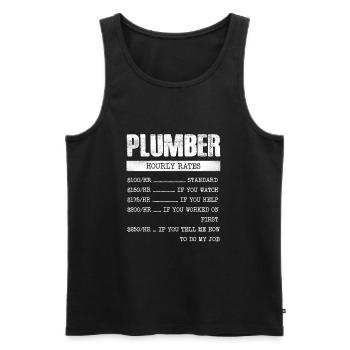 Plombier Prix horaires Devis humoristique - Débardeur bio Premium Homme - noir - Devant - Michal (187cm)