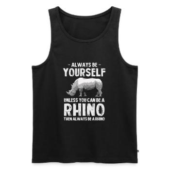 Motif de rhinocéros Always Be Yourself - Débardeur bio Premium Homme - noir - Devant - Michal (187cm)