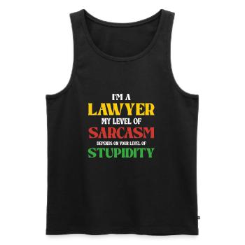 I'm a lawyer sarcasm and stupidity - Men's Premium Organic Tank Top - black - Front - AI Model Male 178 light (178cm)