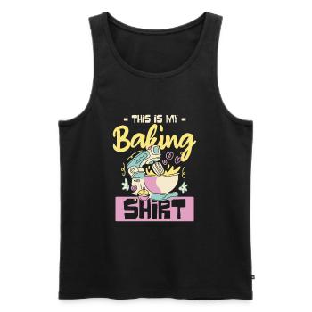 C’est ma chemise de pâtisserie Creative Baker - Débardeur bio Premium Homme - noir - Devant - AI Model Male 178 light (178cm)