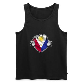 Drapeau philippin Pride - Débardeur bio Premium Homme - noir - Devant - AI Model Male 178 light (178cm)