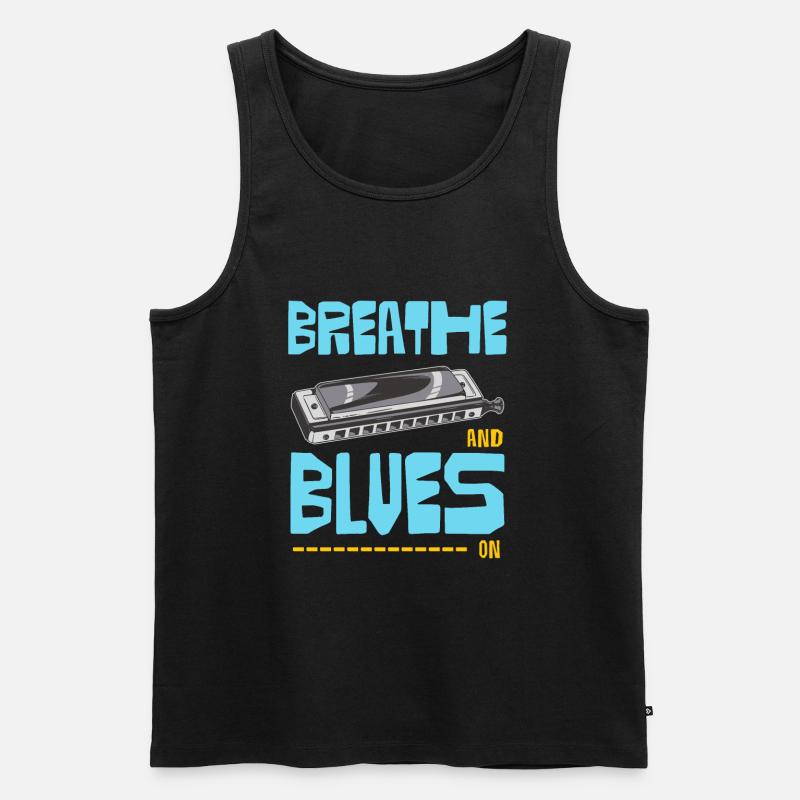 Blues On Mundharmonika - Männer Premium Bio Tank Top - Schwarz