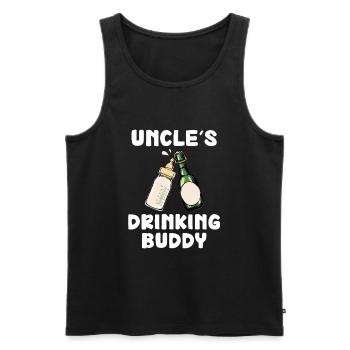 Uncle's Drinking Buddy Funny Motif - Men's Premium Organic Tank Top - black - Front - Michal (187cm)