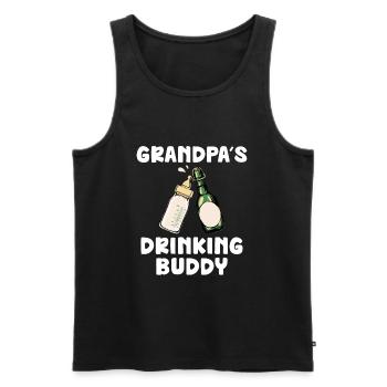 Grandpa's Drinking Buddy Funny Motif - Men's Premium Organic Tank Top - black - Front - Michal (187cm)
