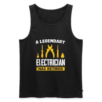 A legendary electrician is retired - Men's Premium Organic Tank Top - black - Front - Michal (187cm)