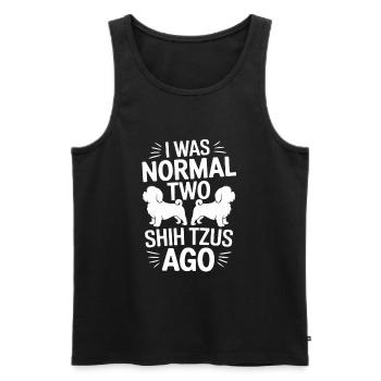 I Was Normal Two Shih Tzus Ago - Men's Premium Organic Tank Top - black - Front - Michal (187cm)