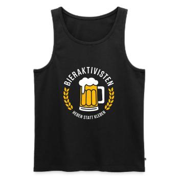 Beer activists lift instead of glue - Men's Premium Organic Tank Top - black - Front - AI Model Male 178 light (178cm)