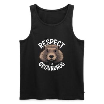 Respect The Groundhog - Men's Premium Organic Tank Top - black - Front - AI Model Male 178 light (178cm)