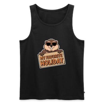 My Favorite Holiday Groundhog Day - Men's Premium Organic Tank Top - black - Front - AI Model Male 178 light (178cm)