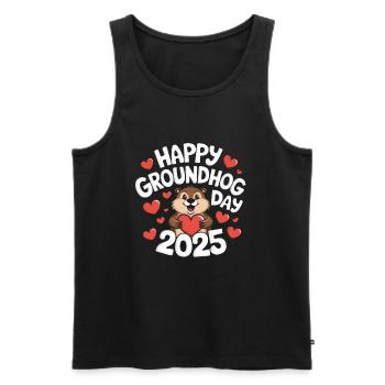 Happy Groundhog Day - Men's Premium Organic Tank Top - black - Front - AI Model Male 178 light (178cm)