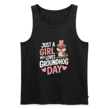 Just A Girl Who Loves Groundhog Day - Men's Premium Organic Tank Top - black - Front - AI Model Male 178 light (178cm)