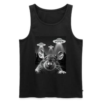 OVNI Drôle de souris - Débardeur bio Premium Homme - noir - Devant - AI Model Male 178 light (178cm)