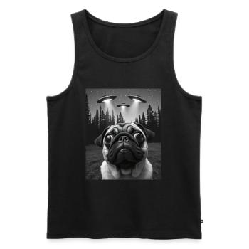 OVNI Drôle de chien - Débardeur bio Premium Homme - noir - Devant - AI Model Male 178 light (178cm)