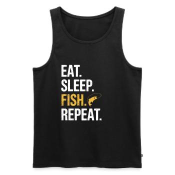 Manger dormir poisson répéter - Débardeur bio Premium Homme - noir - Devant - Michal (187cm)