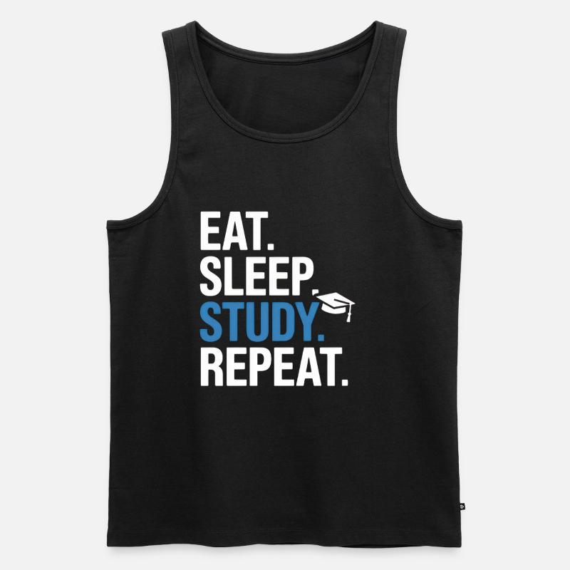 Eat Sleep Study Repeat - Männer Premium Bio Tank Top - Schwarz