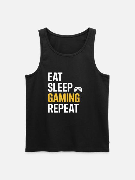 Eten, Slapen, Gamen, Herhalen - Mannen Premium Bio Tanktop - zwart