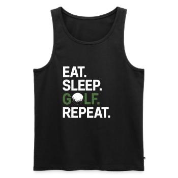 Eat Sleep Golf Repeat - Männer Premium Bio Tank Top - Schwarz - Vorne - Michal (187cm)