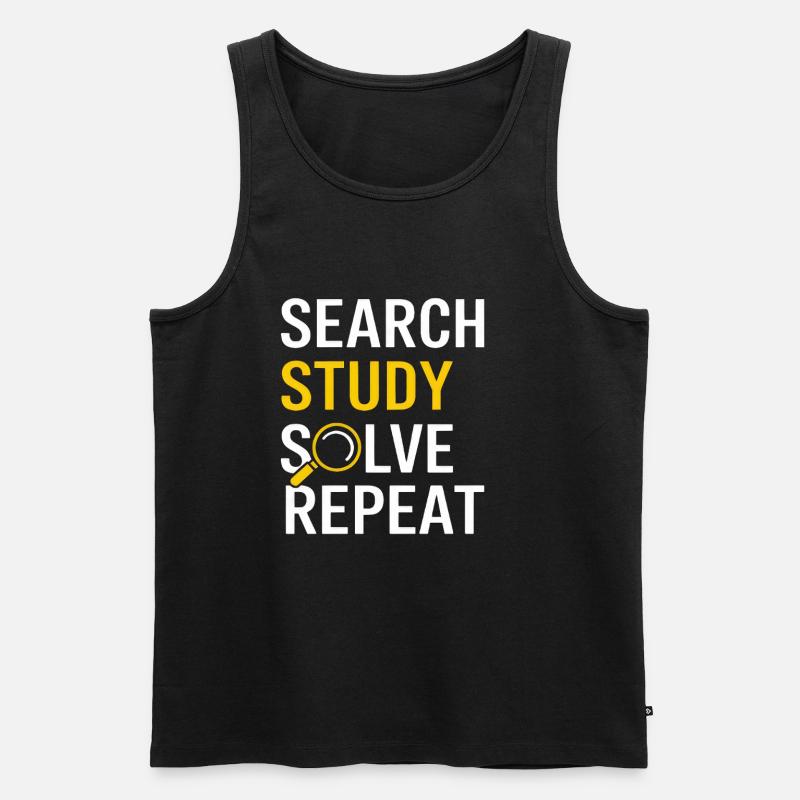 Search Study Solve Repeat - Männer Premium Bio Tank Top - Schwarz