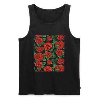 Motif Roses - Débardeur bio Premium Homme - noir - Devant - AI Model Male 178 light (178cm)