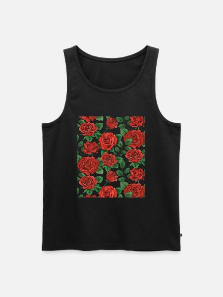 Roses Pattern - Men's Premium Organic Tank Top - black