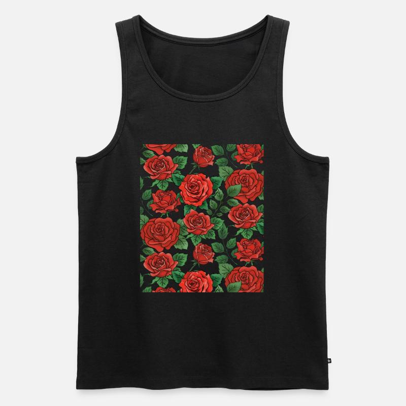 Rosen Muster - Männer Premium Bio Tank Top - Schwarz