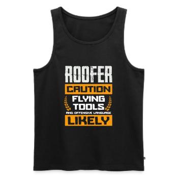 Dachdecker Warnung Fliegende Werkzeuge Und Sprache - Männer Premium Bio Tank Top - Schwarz - Vorne - AI Model Male 178 light (178cm)