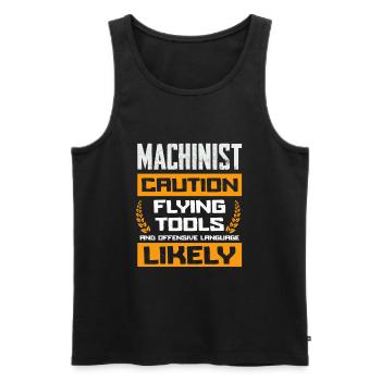 Beware of Flying Tools Machinist Design - Men's Premium Organic Tank Top - black - Front - AI Model Male 178 light (178cm)