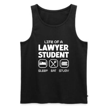 La vie d’un étudiant en droit : dormir, manger, étudier - Débardeur bio Premium Homme - noir - Devant - AI Model Male 178 light (178cm)