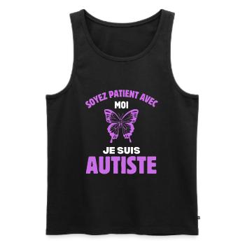 Sensibilisation à l'autisme cadeau enfant autiste - Débardeur bio Premium Homme - noir - Devant - Michal (187cm)