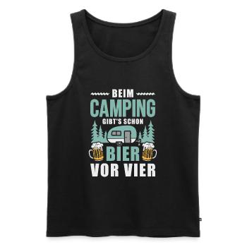 Camping Bier vor vier Wohnwagen Camper - Männer Premium Bio Tank Top - Schwarz - Vorne - AI Model Male 178 light (178cm)