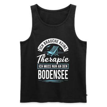 Therapie? Ich muss nur an den Bodensee - Männer Premium Bio Tank Top - Schwarz - Vorne - AI Model Male 178 light (178cm)