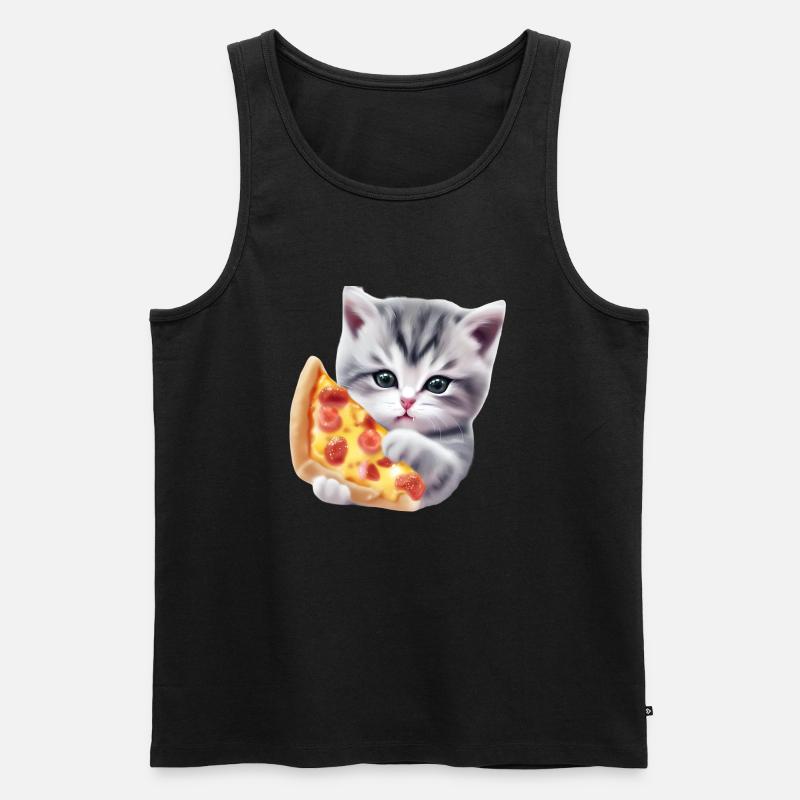 Pizza Katze - Männer Premium Bio Tank Top - Schwarz