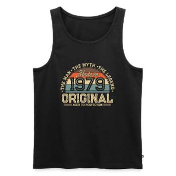 1979 Vintage Born Man Myth Legend - Men's Premium Organic Tank Top - black - Front - Michal (187cm)