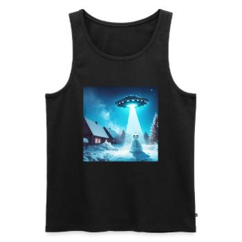 UFO Schneemann Winter Schnee Alien - Männer Premium Bio Tank Top - Schwarz - Vorne - Michal (187cm)