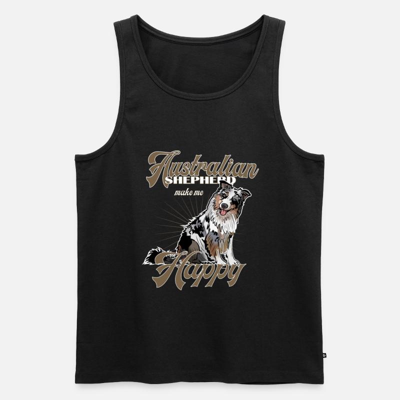 Australian Shepherd make me happy - Männer Premium Bio Tank Top - Schwarz