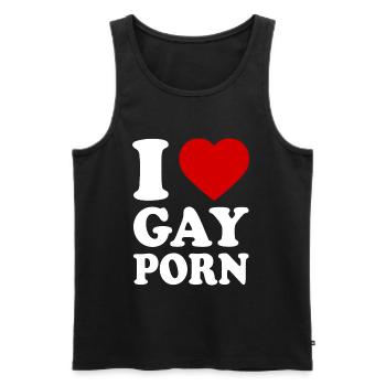 I love gay porn - Débardeur bio Premium Homme - noir - Devant - AI Model Male 178 light (178cm)