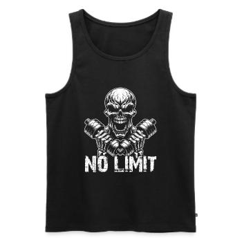 Crâne de musculation No Limit Workout avec haltère - Débardeur bio Premium Homme - noir - Devant - Michal (187cm)