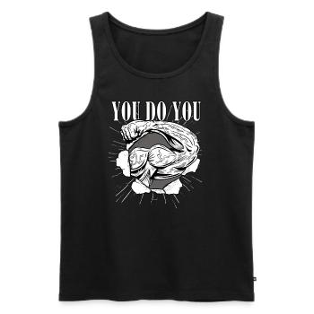 Du Trägst Einen Athletischen Gewichtheber-Bizeps - Männer Premium Bio Tank Top - Schwarz - Vorne - Michal (187cm)