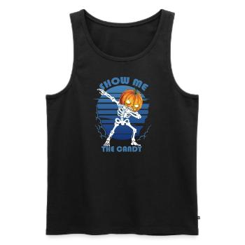 Show Me The Candy Pumpkin Skeleton Dance - Men's Premium Organic Tank Top - black - Front - AI Model Male 178 light (178cm)