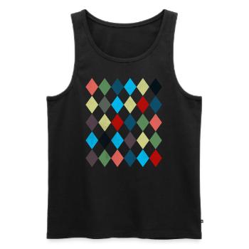 Rhombus Weißes Rotes Kostüm Halloween Anzug - Männer Premium Bio Tank Top - Schwarz - Vorne - AI Model Male 178 light (178cm)
