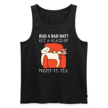 Holen Sie Sich Ein Glas Positiv-Teekatze - Männer Premium Bio Tank Top - Schwarz - Vorne - AI Model Male 178 light (178cm)