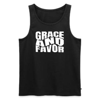Grâce et faveur Citation Jésus Gog Foi - Débardeur bio Premium Homme - noir - Devant - Michal (187cm)