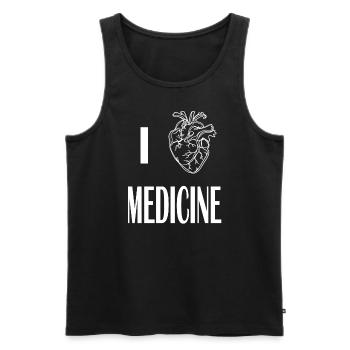 J’aime la médecine Anatomie du cœur Médecin Médecine - Débardeur bio Premium Homme - noir - Devant - Michal (187cm)